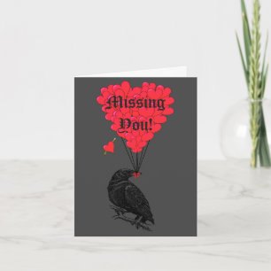 Romantic gothic crow  missing you card