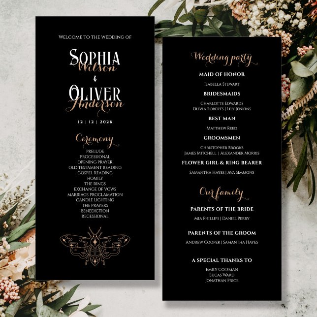 Romantic Gothic dark black wedding Program  (Creator Uploaded)