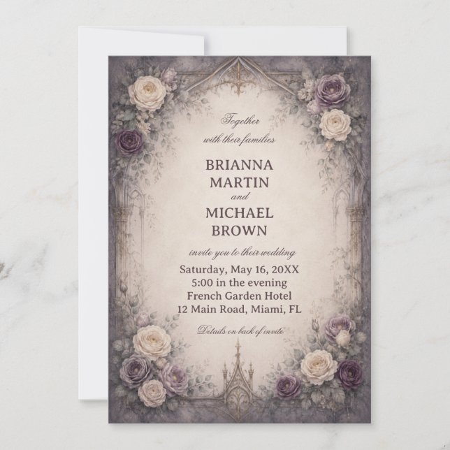 Romantic Gothic Floral Invitation (Front)