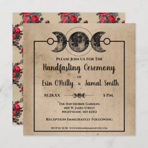 Romantic Gothic Handfasting Wedding Pagan Wicca Invitation