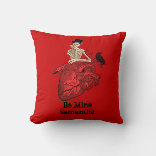 Romantic gothic heart valentines cushion