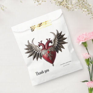 Romantic Gothic icon: heart, rose, skull.  Favour Bag