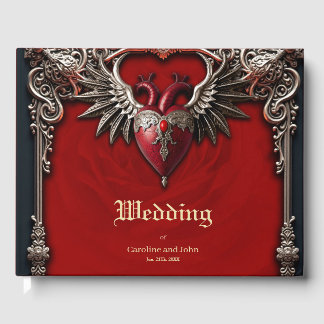 Romantic Gothic icon: heart, rose, skull. Guest Book