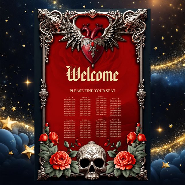 Romantic Gothic icon: heart, rose, skull.  Poster (Creator Uploaded)