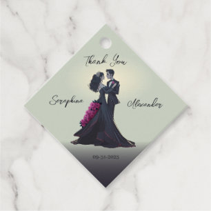 Romantic Gothic Lovers Elegant Thank You Favour Tags