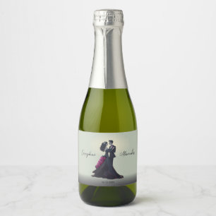 Romantic Gothic Lovers Elegant Wedding Sparkling Wine Label