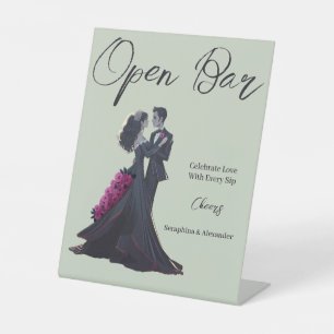 Romantic Gothic Lovers Elegant Wedding Tabletop Pedestal Sign