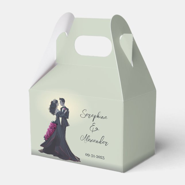 Romantic Gothic Lovers Minimal Elegant Favour Box (Front Side)