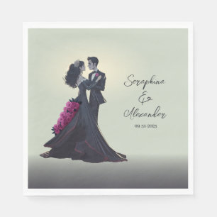 Romantic Gothic Lovers Minimal Elegant Napkin