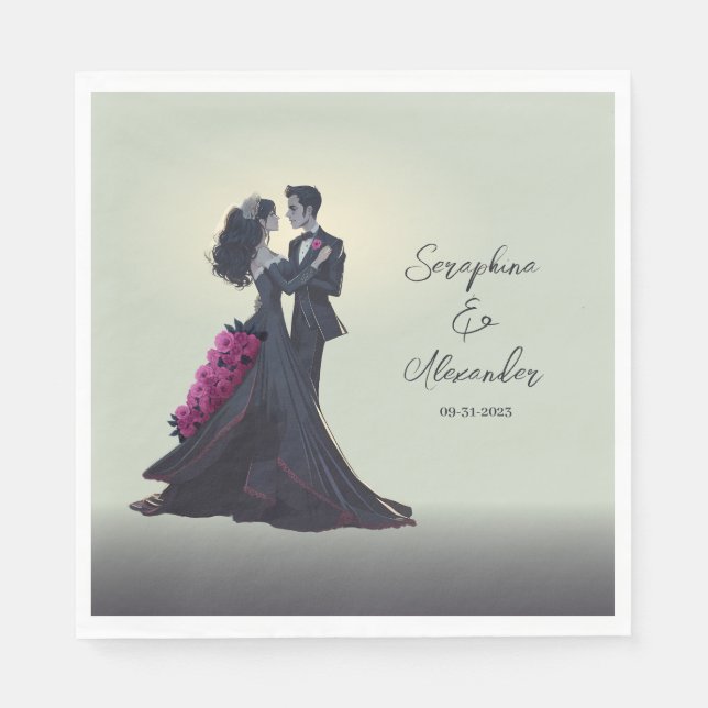 Romantic Gothic Lovers Minimal Elegant Napkin (Front)