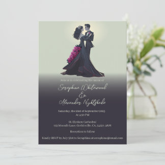 Romantic Gothic Lovers Minimal Wedding Invitation