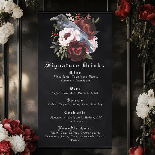 Romantic Gothic Raven Wedding Drinks Bar Menu Banner