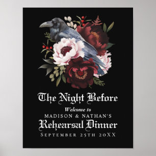 Romantic Gothic Raven Wedding Rehearsal Dinner Poster