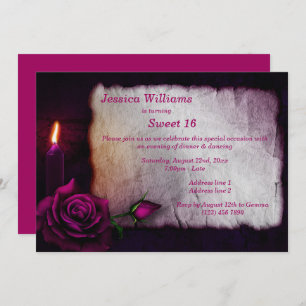 Romantic Gothic Rose & Candle Sweet 16 Invitation