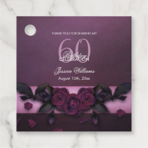 Romantic Gothic Roses & Petals Birthday Favour Tags