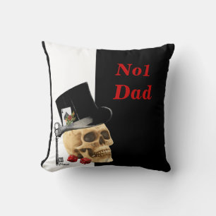 Romantic Gothic skull  gambler fathers day Cushion