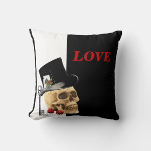 Romantic Gothic skull  gambler valentines day Cushion