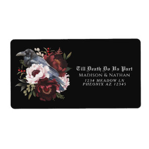 Romantic Gothic Watercolor Raven Floral Wedding