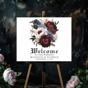 Romantic Gothic Watercolor Raven Wedding Welcome Poster