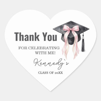 Romantic Graduation Sticker- Black Cap Heart Sticker