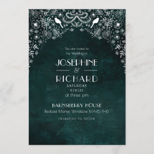 Romantic Green and white secret garden design, Invitation