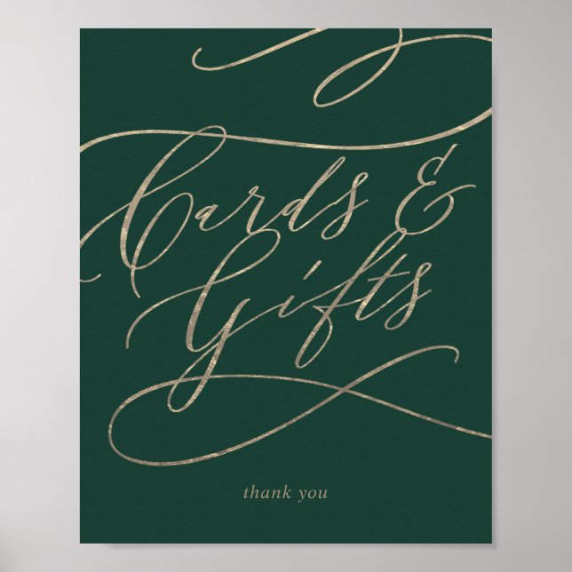 Romantic Green Calligraphy Cards and Gifts Sign (Front)