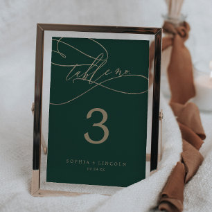 Romantic Green Calligraphy   Flourish Table Number