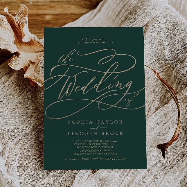 Romantic Green Calligraphy Flourish The Wedding Of Invitation (Creator Uploaded)