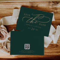 Romantic Green Calligraphy QR Code Horizontal