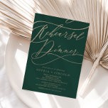 Romantic Green Calligraphy Rehearsal Dinner Invitation<br><div class="desc">This romantic green calligraphy rehearsal dinner invitation is perfect for a simple wedding rehearsal. The modern classic design features fancy swirls and whimsical flourishes with gorgeous elegant hand lettered faux champagne gold foil typography. Please Note: This design does not feature real gold foil. It is a high quality graphic made...</div>