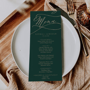 Romantic Green Calligraphy Wedding Dinner Menu