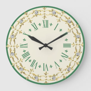 Romantic green decorative large clock