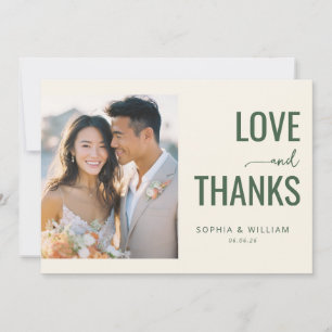 Romantic Green Floral Bouquet Thank You Card