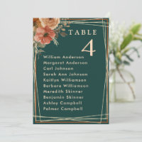 Romantic Green Floral Wedding Table Seating Card