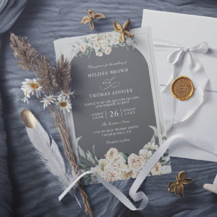 Romantic Green Flowery Budget QR Code Wedding Invitation