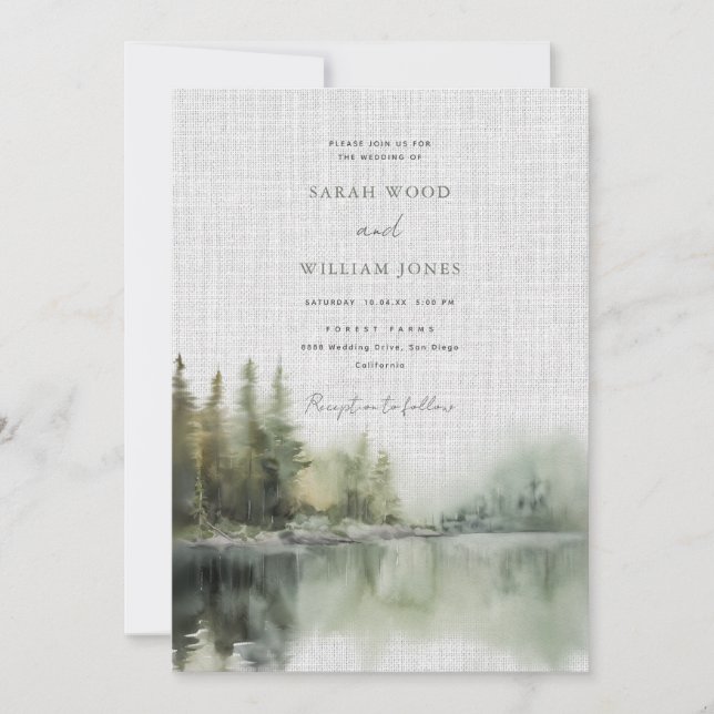 Romantic green forest invitation (Front)