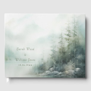 Romantic green forest Wedding Guest Book