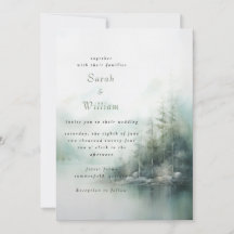 Romantic green forest Wedding Invitation