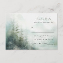Romantic green forest Wedding RSVP Card