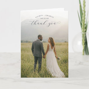 Romantic Green Landscape Photo Thank You Card