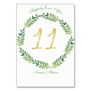 Romantic Green Leaves -  Wedding table card 11ring