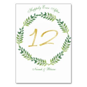 Romantic Green Leaves -  Wedding table card 12ring