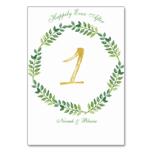 Romantic Green Leaves -  Wedding table card 1 ring