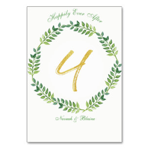 Romantic Green Leaves -  Wedding table card 1 ring