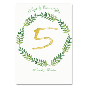 Romantic Green Leaves -  Wedding table card 1 ring