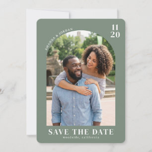 Romantic Green Minimalist Photo Save The Date