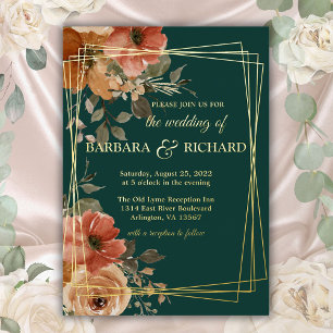 Romantic Green Real Gold Foil Floral Wedding 