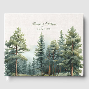 Romantic green summer forest Wedding Guest Book
