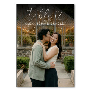 Romantic Green Warm Photo Table Number