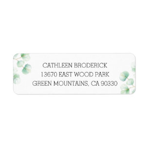 Romantic Green Watercolor Eucalyptus Leaves Label Return Address Label